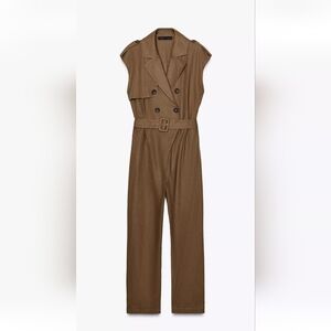 Brown Sleeveless Jumpsuit